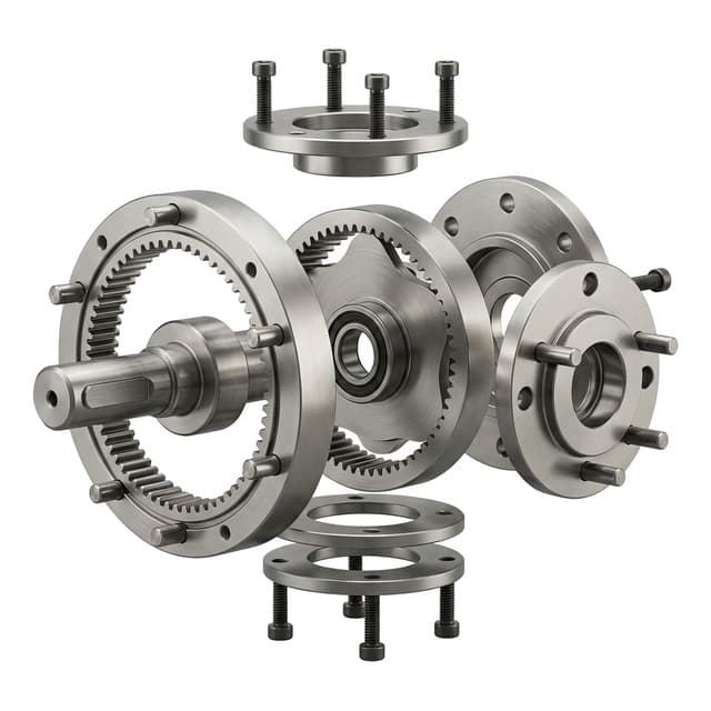Flat reducer housing view for low-height rotary assemblies